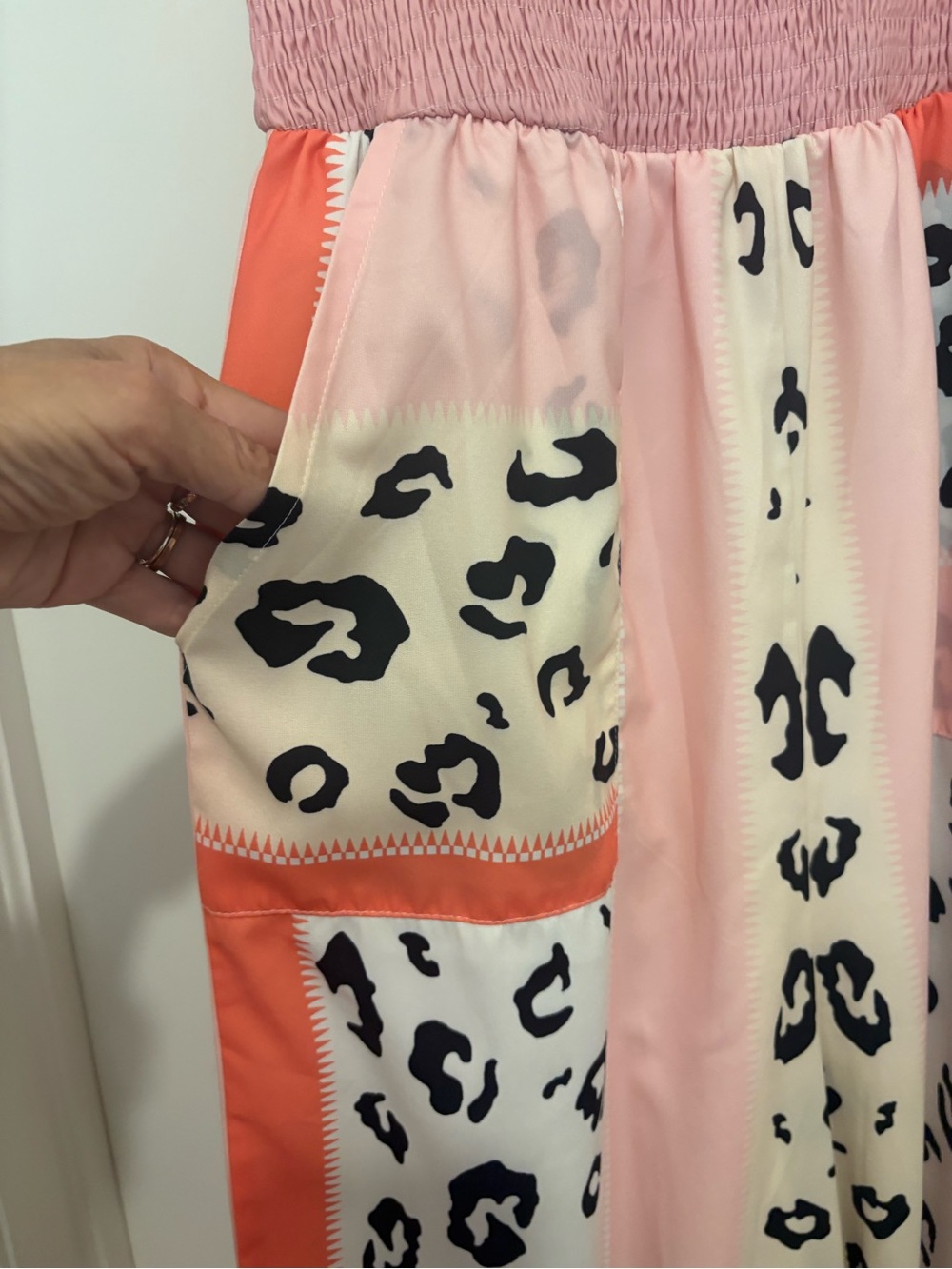 Pink Leopard Patchwork Strapless Jumpsuit - Picture 3 of 5